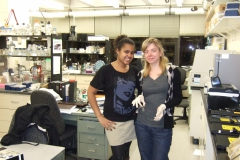Asya and Ina, Friday night in the lab